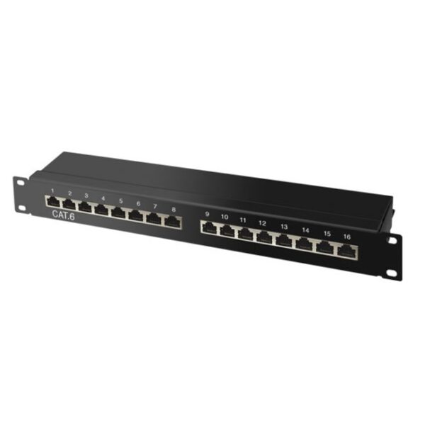 19-Zoll-Patchpanel, Cat. 6, 16 Ports